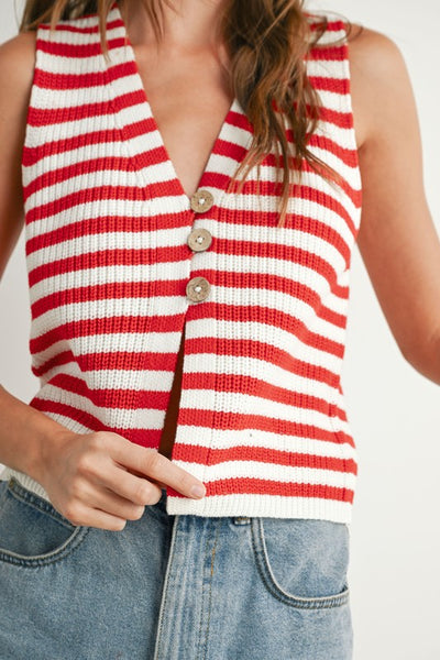 Red Striped Sweater Vest