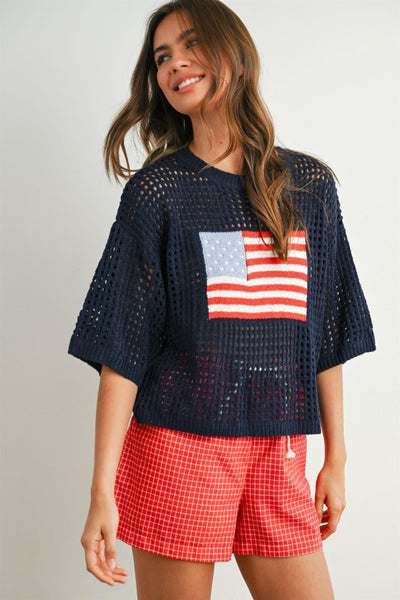 Flag Crochet Sweater Top