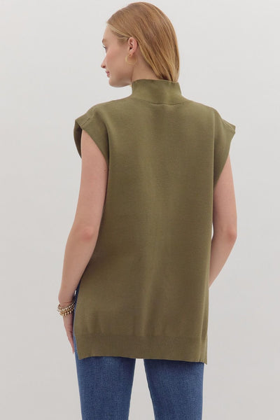 Olive High Low Pullover