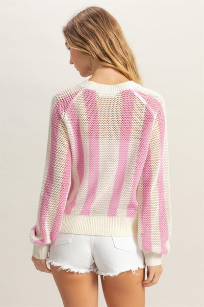 Pink Stripe Sheer Sweater