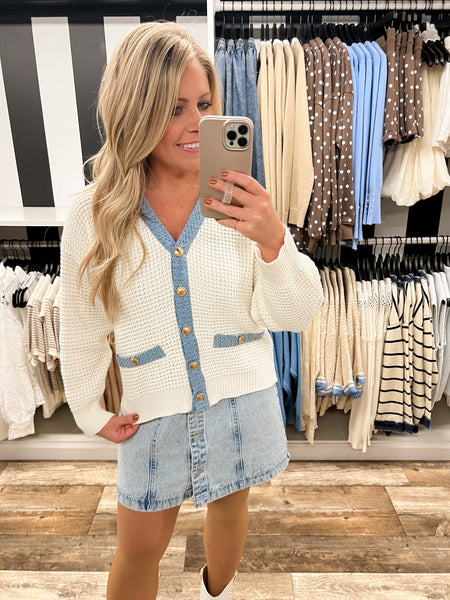Blue Trim Cardigan