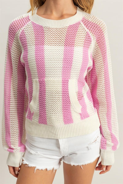 Pink Stripe Sheer Sweater