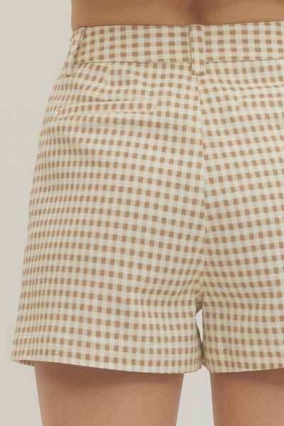 Tan Check Shorts