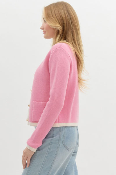 Pink Button Cardigan