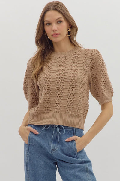 Taupe Knit Pullover Top