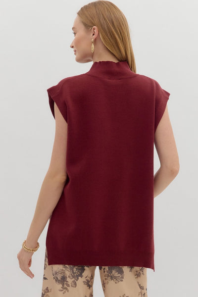 Burgundy High Low Pullover