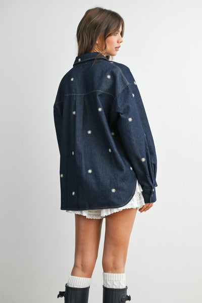 Floral Embroidered Button Up