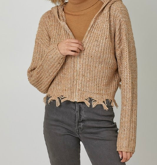 Latte Zip Up Sweater