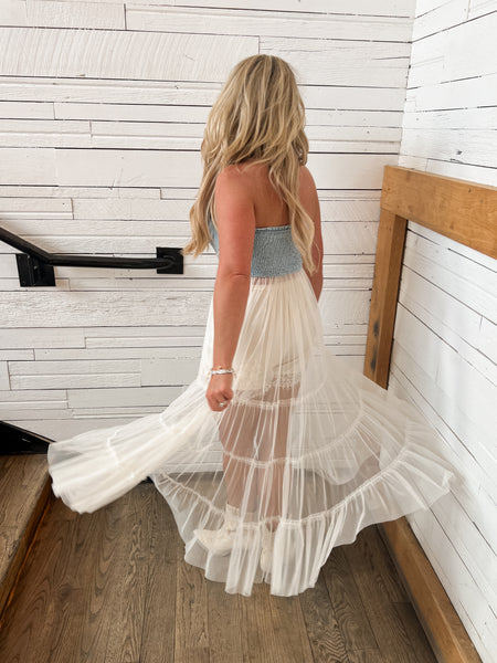 Chambray & Tulle Top