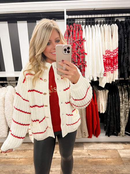 Red & White Cardigan