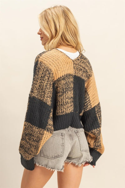 Black & Taupe Check Sweater