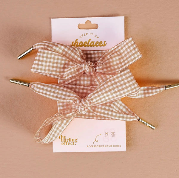 Tan Gingham Shoelaces