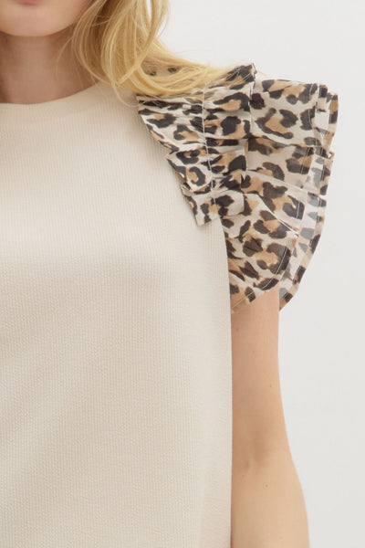 Cream Leopard Sleeve Top