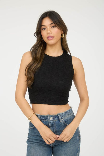 Black Floral Cropped Basic