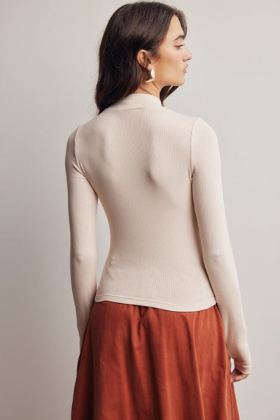 Ecru Mock Neck Basic