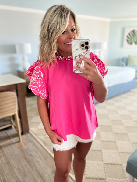 Pink Floral Sleeve Top