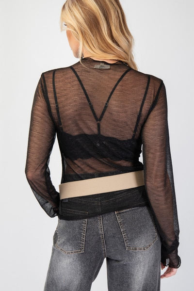 Black Foil Mesh Top