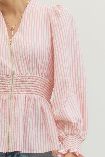 Pink Stripe Peplum Top