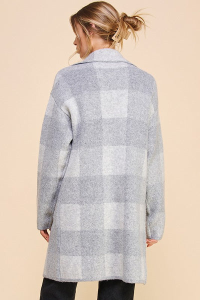 Grey Check Cardigan