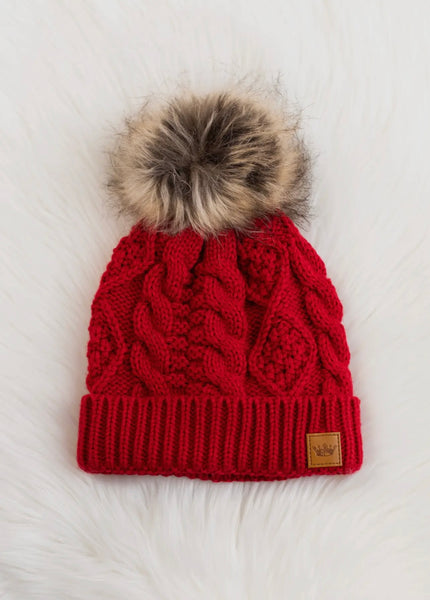 Red Knit Pom Hat