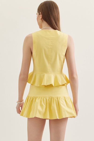 Butter Yellow Button Top