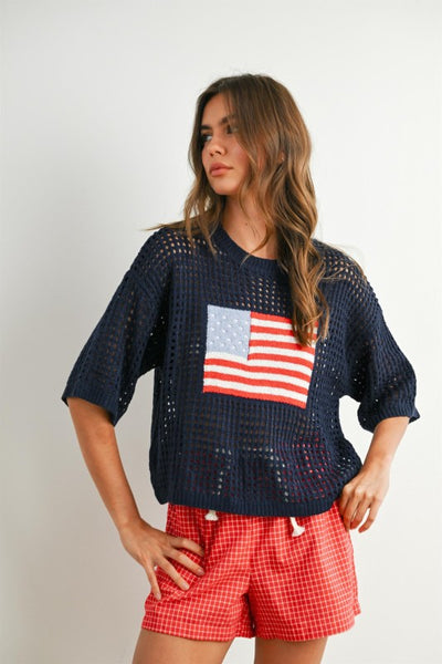 Flag Crochet Sweater Top