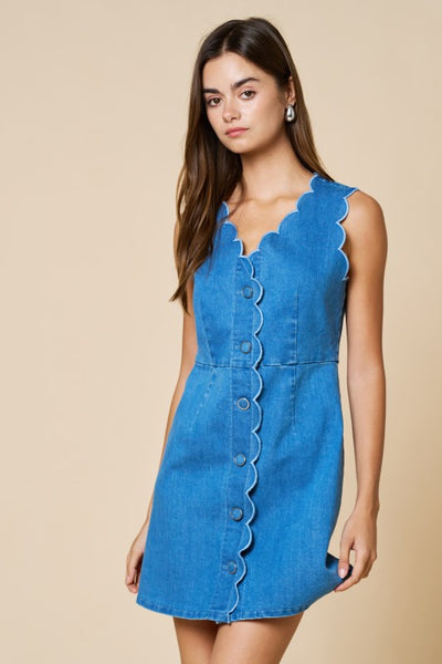 Denim Scalloped Dress