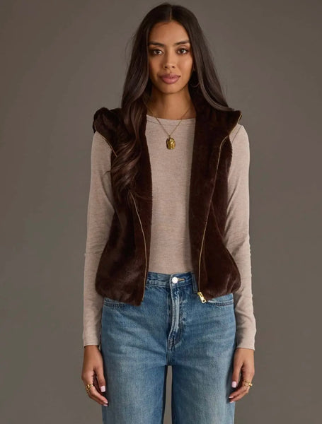 Brown Fur Hooded Vest