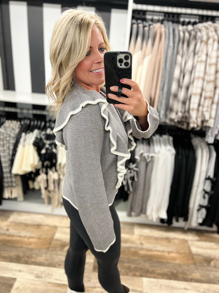 Grey Ruffle Sweater