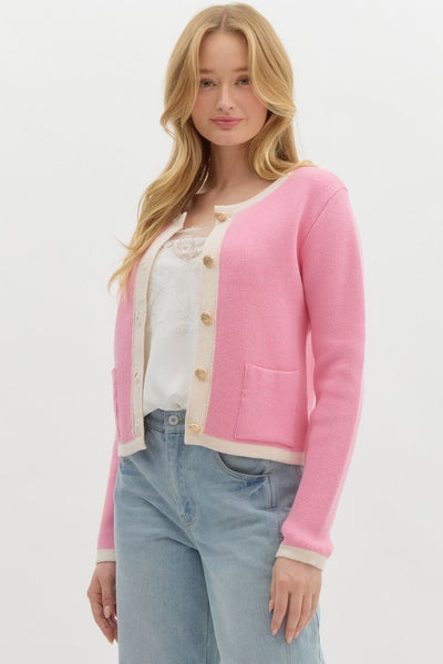 Pink Button Cardigan