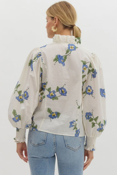 Ivory Floral Button Up