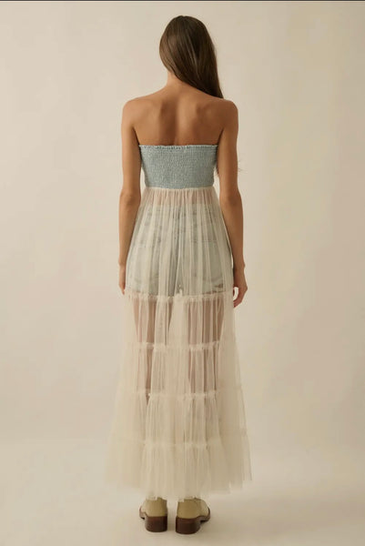 Chambray & Tulle Top