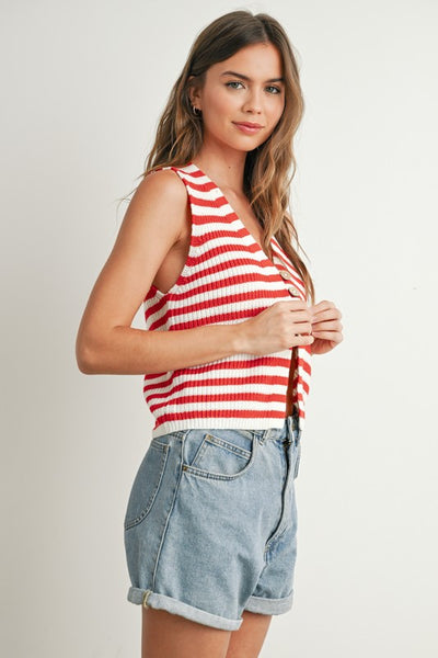 Red Striped Sweater Vest