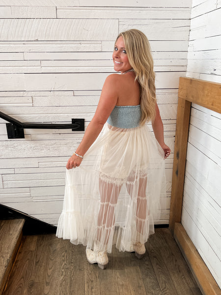 Chambray & Tulle Top