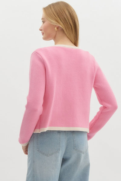 Pink Button Cardigan