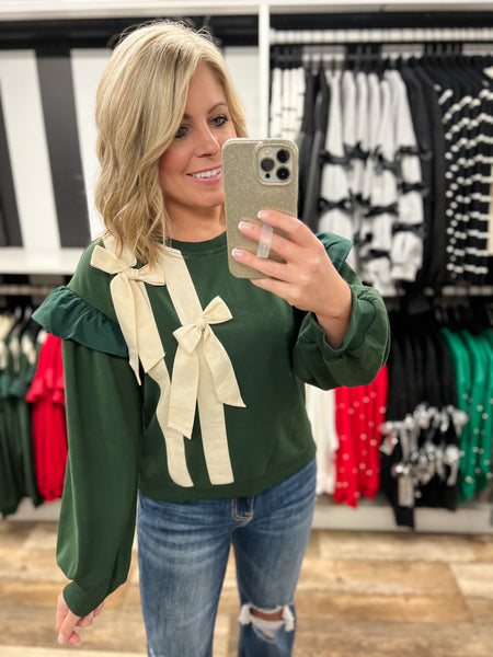 Green Bow Pullover