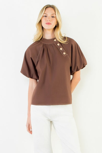 French Press Gold Button Top