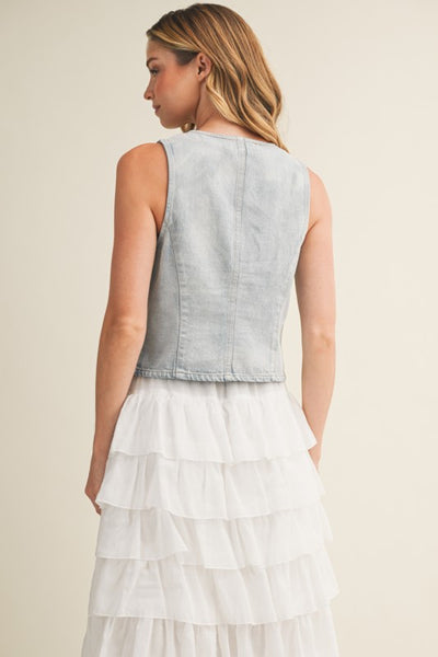 Light Wash Buckle Vest