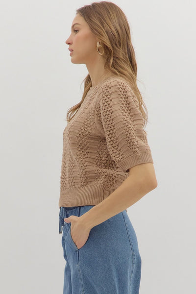 Taupe Knit Pullover Top