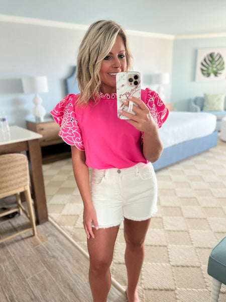 Pink Floral Sleeve Top