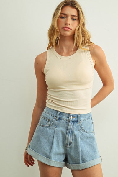Ribbed Cream Tank