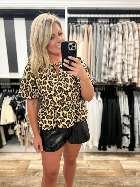 Leopard Peplum Top