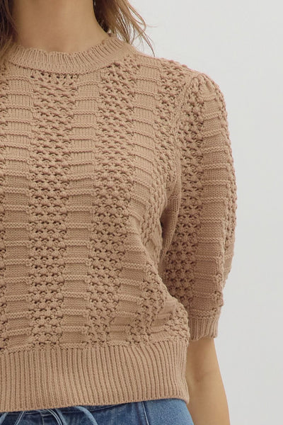 Taupe Knit Pullover Top
