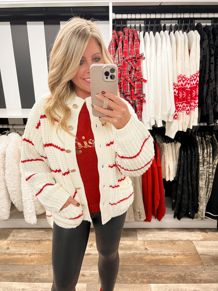 Red & White Cardigan