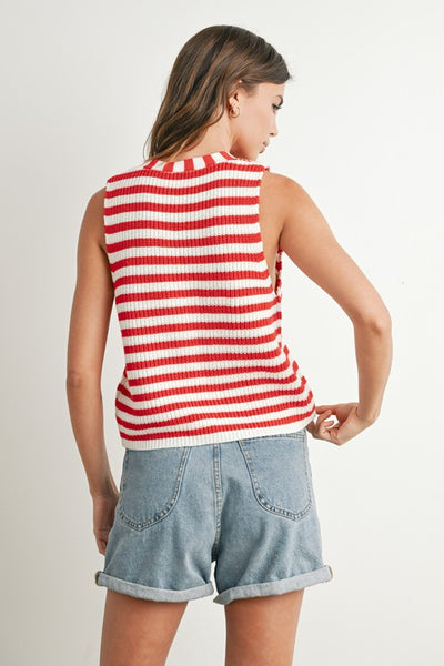 Red Striped Sweater Vest
