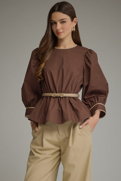 Belted Peplum Top