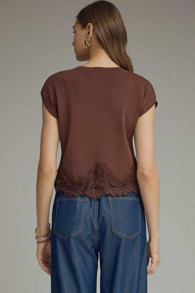 Brown Lace Basic Top