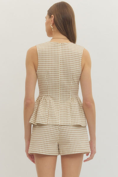 Tan Check Top