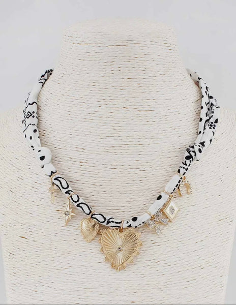 White Bandana Charm Necklace