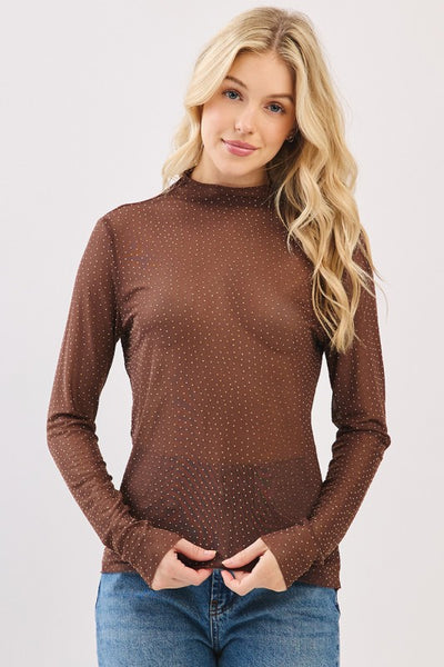 Brown Rhinestone Top